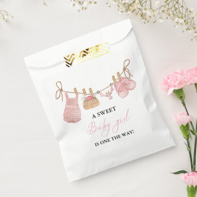 Pink Girl Bohemian Clothes Baby Shower Favor Bag (Sealed)