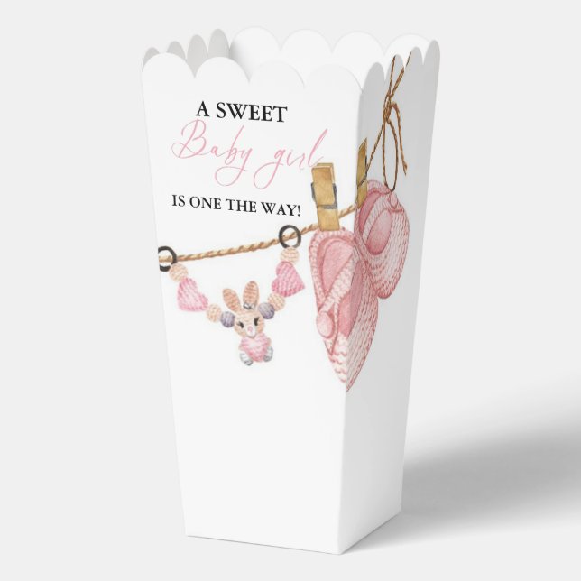 Pink Girl Bohemian Clothes Baby Shower Favor Boxes (Front)