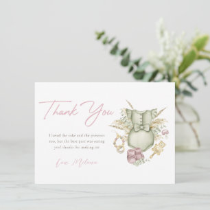 Pink Girl Boho Baby Shower Thank You Card