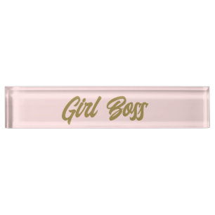Pink Girl Boss  Desk Name Plate
