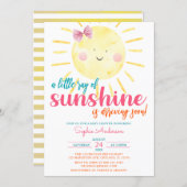 Pink Girl Bow A Little Ray of Sunshine Baby Shower Invitation (Front/Back)