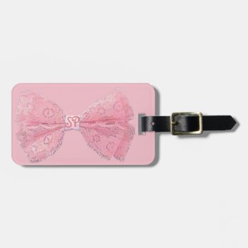Pink Girl Bow  Custom Children Travel Name Tag by myMegaStore at Zazzle