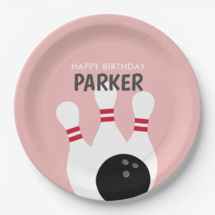 Pink Girl Bowling Birthday Party Paper Plates
