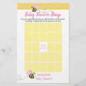 Pink Girl Bumble Bee Baby Shower Bingo Game (Front)