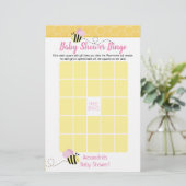 Pink Girl Bumble Bee Baby Shower Bingo Game (Standing Front)
