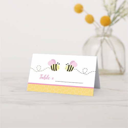 Pink Girl Bumble Bee Place Cards