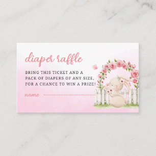Pink Girl Bunny Boho Diaper Raffle Baby Shower Enclosure Card