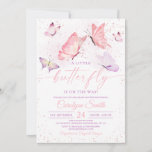 Pink Girl Butterfly Baby Shower Invitation