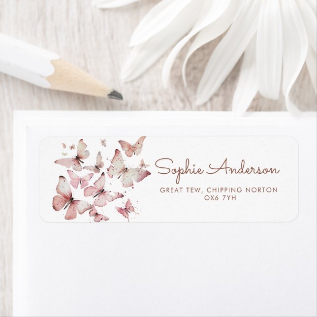 Pink Girl Butterfly  Baby Shower  Label (Insitu)