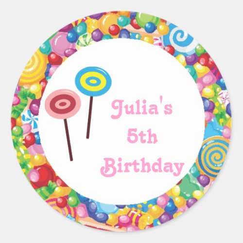 Pink Girl Candy Shop Birthday Party Favor Labels