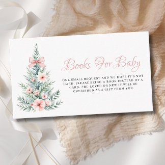 Pink Girl Christmas Tree Books for Baby Shower Enclosure Card