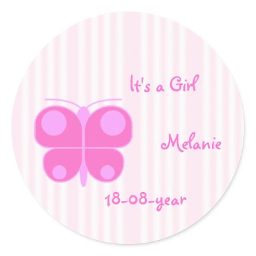 pink girl classic round sticker