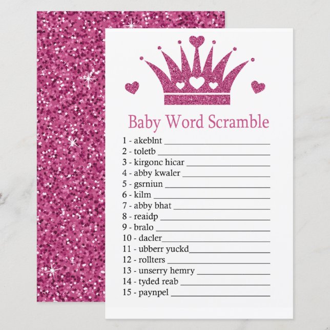 Pink Girl Crown Baby word scramble game (Front/Back)