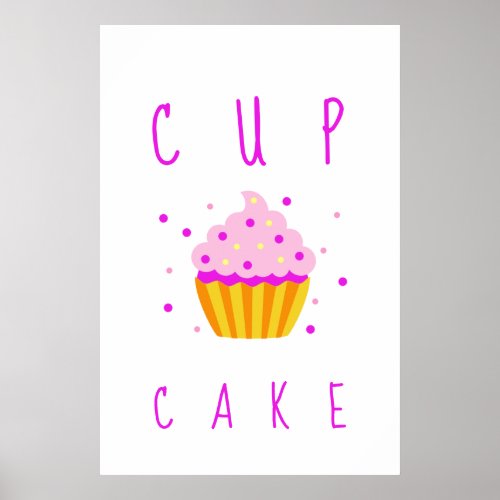 Pink Girl Cupcake Gender Reveal Baby Shower Poster