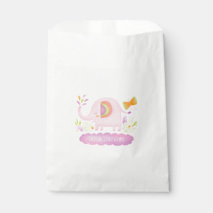 Pink Girl Cute Elephant Baby Shower Favor Bag