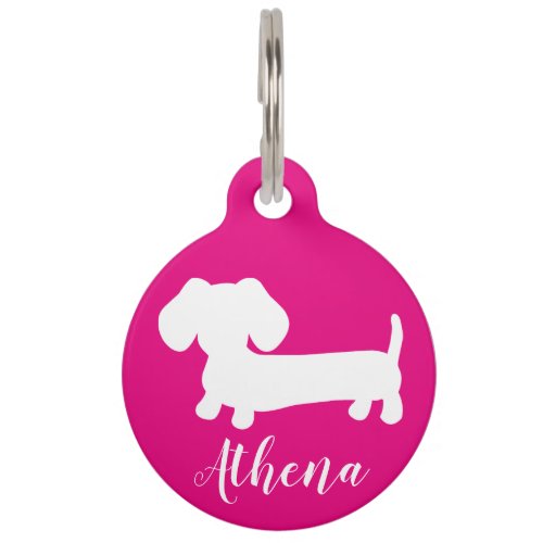 Pink Girl Dachshund ID Dog Tag for Doxies