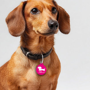 Pink Girl Dachshund ID Dog Tag for Doxies