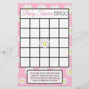 Pink girl Daisy Themed baby shower games Flyer
