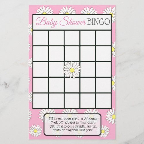 Pink girl Daisy Themed baby shower games Flyer