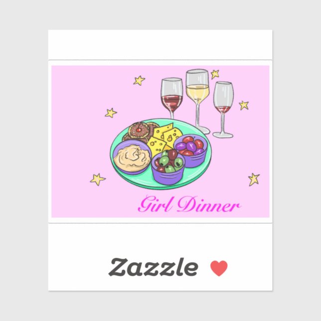 Pink Girl Dinner Vinyl Sticker (Sheet)