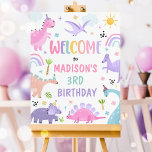 Pink Girl Dinosaur Birthday Party Welcome Poster at Zazzle