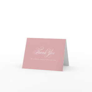Pink Girl Elegant Cross Script Calligraphy Baptism Thank You Card