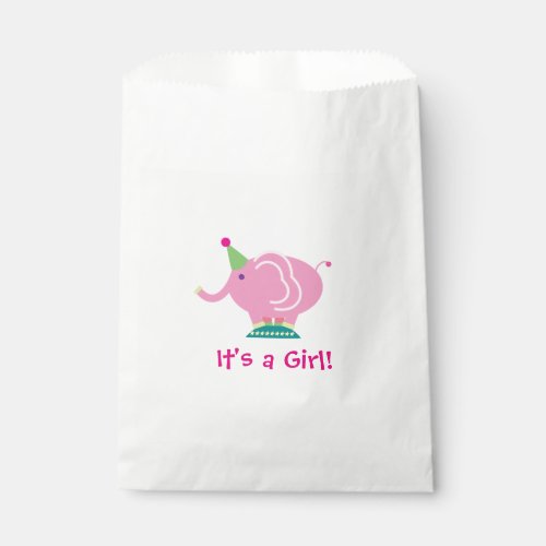 Pink Girl Elephant Gender Reveal Baby Shower Favor Bag