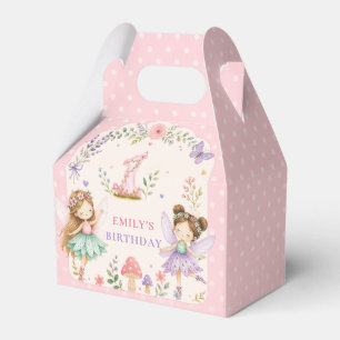 Pink Girl Fairy Garden First Birthday Party Favor Boxes
