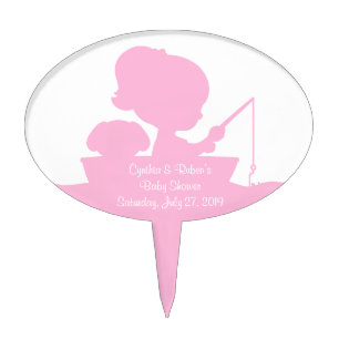 Pink Girl Fishing in a boat with Dog Cake Pick