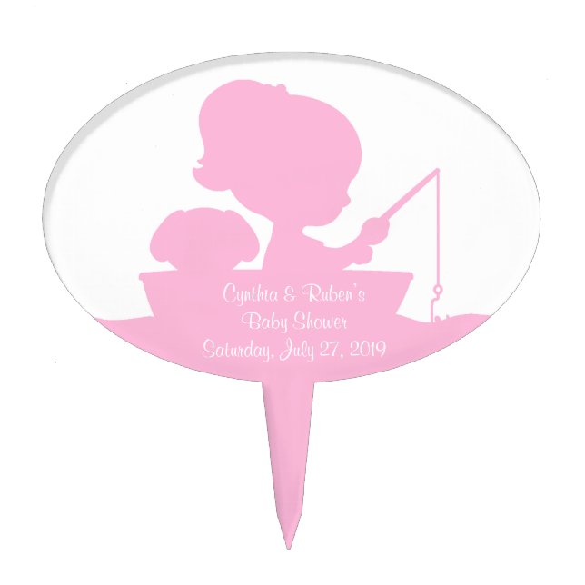 Pink Girl Fishing in a boat with Dog Cake Pick (Front)