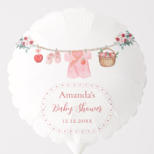 Pink Girl Flower Apple Clothesline Baby Shower Balloon