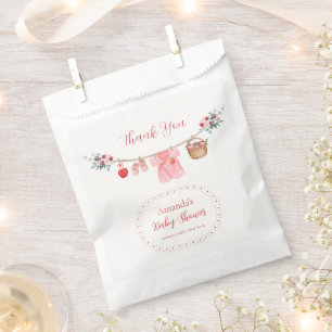 Pink Girl Flower Apple Clothesline Baby Shower Favor Bag