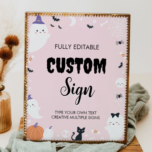 Pink Girl Ghost Birthday Party Table Sign (Creator Uploaded)