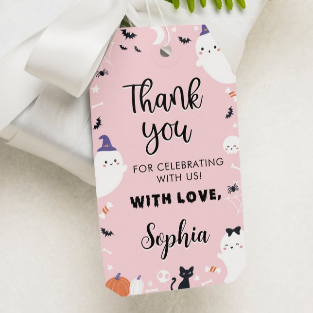 Pink Girl Ghost Birthday Party Thank You Tag (Creator Uploaded)