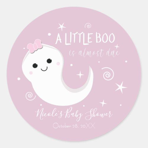 Pink Girl Ghost BOO Halloween Baby Shower    Classic Round Sticker