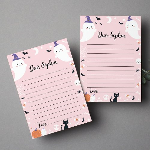 Pink Girl Ghost Time Capsule Note Message Card