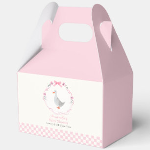 Pink Girl Gingham Woodland Silly Goose Baby Shower Favor Boxes