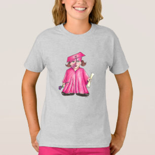 Pink Girl Graduate Child Personalized Graduation T-Shirt