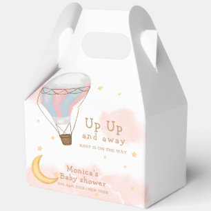 Pink Girl Hot Air Balloon Moon Star Baby Shower Favor Boxes