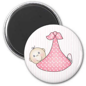 Pink Girl In Blanket Magnet by new_baby at Zazzle