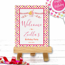 Pink Girl Kids Birthday Welcome Party Poster