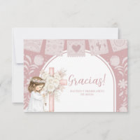 Pink Girl Kneeling Primera Comunion