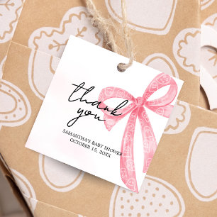 Pink Girl Little Boo Halloween Baby Shower Square Favor Tags