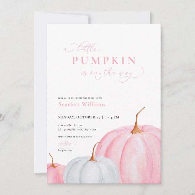 Pink Girl Little Pumpkin Baby Shower Invitation (Front)
