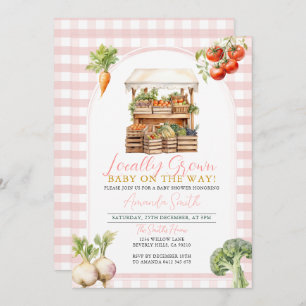 Pink Girl Locally Grown Fresh Market Baby Shower Invitation