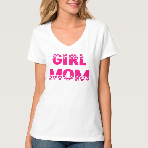 Pink Girl Mom Heart cut out  T_Shirt