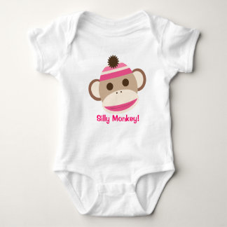 Pink / Girl Monkey Infant Creeper (Baby Shirt)