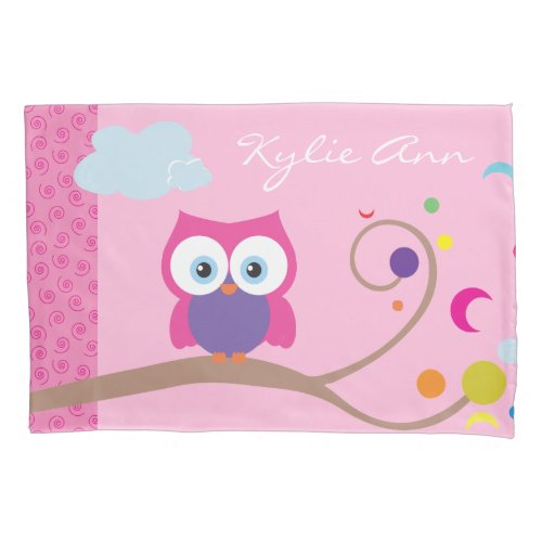Pink Girl Owl Eye Personalized Artwork Pattern  Pillow Case