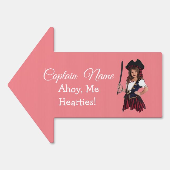 Pink Girl Pirate Yard Sign (Front)
