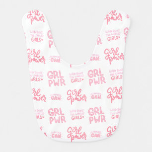 Pink Girl Power Typography Baby Girl Baby Bib